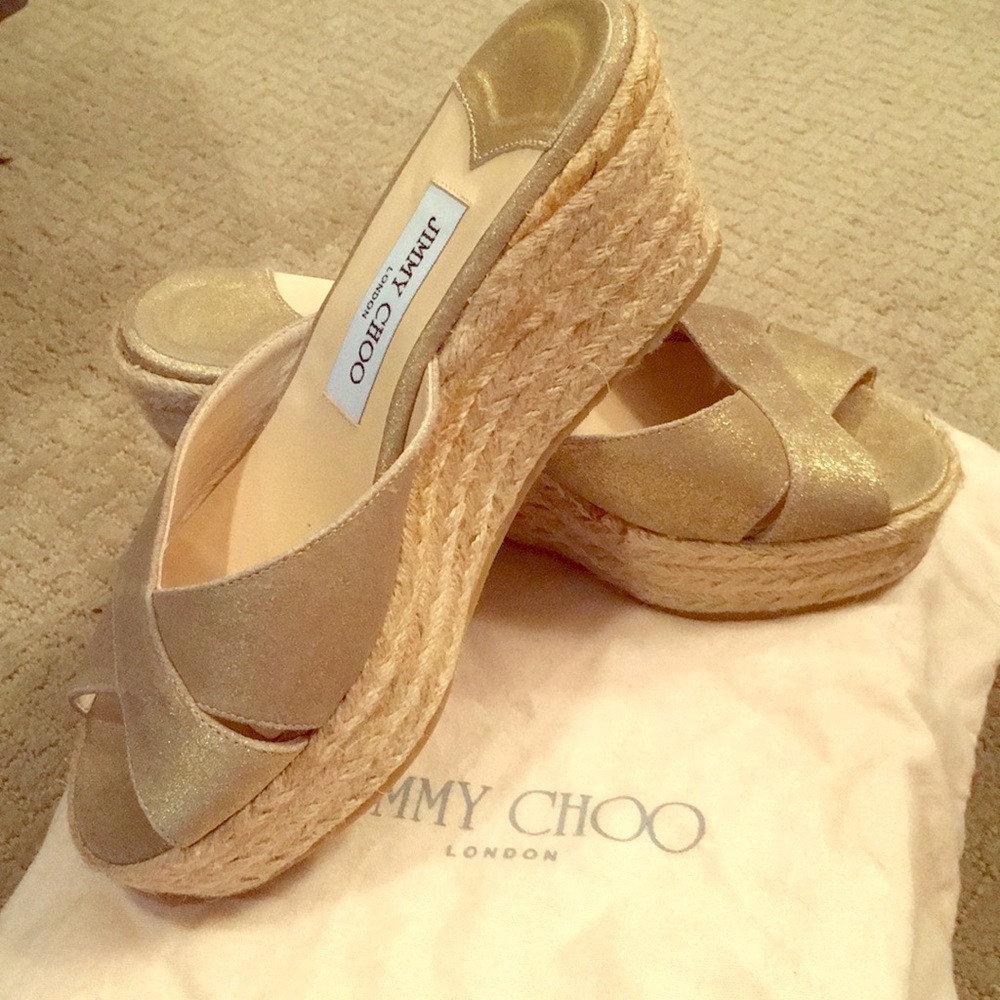 Jimmy Choo Suede Gold sandals